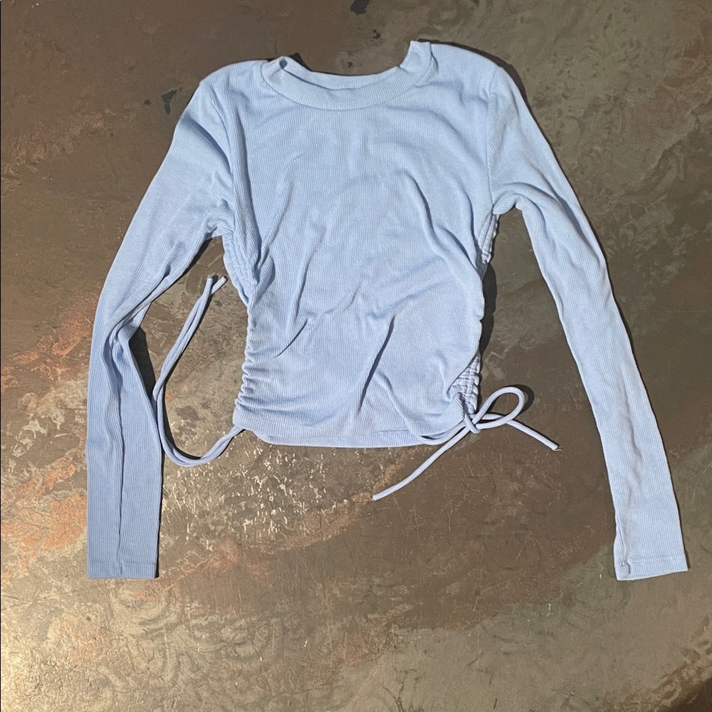 Zara Sky Blue Ruched Blouse